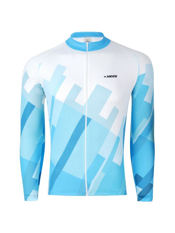 Cycling long sleeve jersey by Heini Sports. The jersey is made of a breathable fabric and has three pockets in the back. It is available in sizes S-XXL. The jersey is designed for road cycling and features reflective elements for safety.
