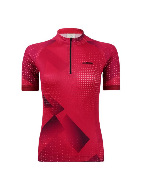 High-quality and stylish cycling jersey for women with short zipper and 3 rear pockets, made in India by Heini Sports. Provides UPF 40+ sun protection.